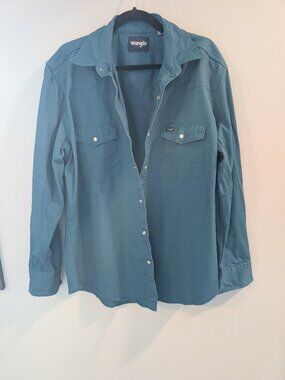 Wrangler Men's Cowboy Cut Long Sleeve Work Shirt - Firm Finish - Size XL - Teal
